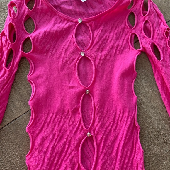 Hot Miami Styles Fuchsia Long Sleeve Dress - Picture 2 of 2